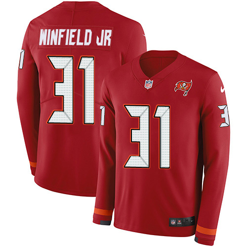 Nike Buccaneers #31 Antoine Winfield Jr. Red Team Color Youth Stitched NFL Limited Therma Long Sleeve Jersey